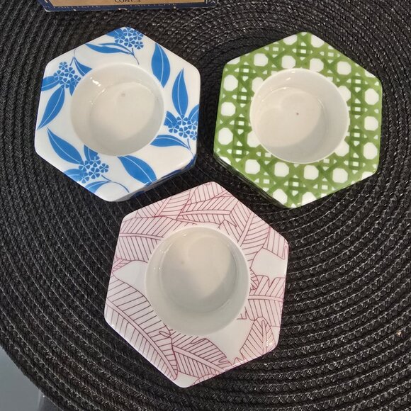 PartyLite Ceramic Hexagon Tealight Trio - New in Box - Picture 1 of 2